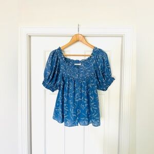 DOEN “Farley” Blue Floral blouse - Small